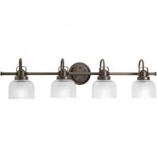 Progress P2997-74 - Archie Collection Four-Light Venetian Bronze Clear Double Prismatic Glass Coastal Bath Vanity Light