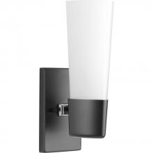  P300061-031 - Zura Collection One-Light Matte Black Etched Opal Glass Modern Bath Vanity Light