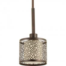 Progress P5038-20 - Mingle Collection One-Light Antique Bronze Natural Parchment Glass Global Mini-Pendant Light