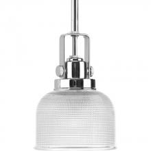  P5173-15 - Archie Collection One-Light Polished Chrome Double Prismatic Glass Coastal Mini-Pendant Light