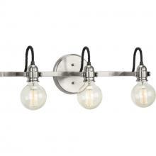  P300191-009 - Axle Collection Three-Light Brushed Nickel Vintage Style Bath Vanity Wall Light