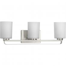 Progress P300343-009 - League Collection Three-Light Brushed Nickel and Etched Glass Modern Farmhouse Bath Vanity Light