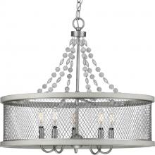  P400205-141 - Austelle Collection Five-Light Galvanized Finish Farmhouse Chandelier Light