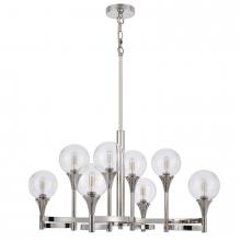  FX-3759-8 - 15W x 8 Milbank metal chandelier and clear round glass shades