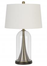  BO-2989TB - 150W 3 way Camargo glass/metal table lamp with hardback taper drum fabric shade