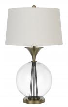  BO-2990TB - 150W 3 way Moxee glass/metal table lamp with hardback taper drum fabric shade