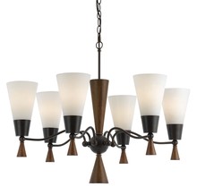  FX-3528/6 - 26" Inch Six Light Chandelier in Mahogany