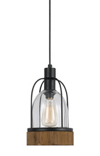  FX-3584-1P - 84" Inch Tall Glass Pendant in Dark Bronze Wood Finish