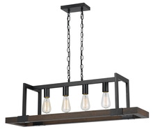  FX-3586-4 - 26" Inch Tall Wood Chandelier in Dark Bronze Wood Finish