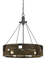  FX-3670-6 - 30" Height Metal Chandelier in Smoky Wood Finish