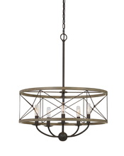  FX-3685-5 - 27.5" Height Metal Pendant in Distressed Ivory and Iron Finish