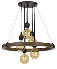  FX-3687-5 - 30.75" Metal and Wood Chandelier in Wooden Finish