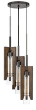  FX-3690-3 - 38" Height Wood and Metal Pendants in Wood Color Finish