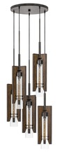  FX-3690-5 - 38" Height Wood and Metal Pendants in Wood Color Finish