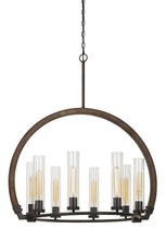  FX-3691-8 - 37" Height Metal and Wood Chandelier in Wood/Iron Finish