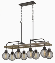  FX-3695-8 - 29" Height Rectangular Metal Chandelier in Wood and Iron Finish