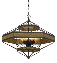  FX-3702-6 - 25.75" Height Pine Wood and Metal Fixture in Wood and Black Finish