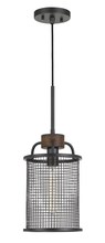  FX-3720-1 - 19.5" Height Metal and Pinewood Pendant in Bronze Wood Finish