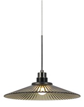  UPL-715-AM - 7.5" Tall Glass and Metal LED Pendant with Brushed Steel Cord