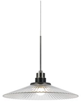  UPL-715-CLR - 10.2" Tall Glass and Metal LED Pendant with Brushed Steel Cord