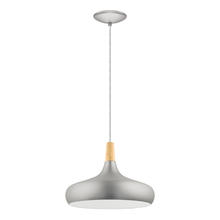  96986A - 1x60W Pendant w/ Brushed Nickel and Wood Finish