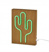  SL3721-12 - Wood Framed Neon Cactus Table/Wall Lamp