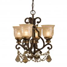  7504-BU-GT-MWP - Norwalk 4 Light Golden Teak Hand Cut Crystal Bronze Umber Mini Chandelier