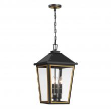  HAW-605-MK-TG - Hawkins 4 Light Matte Black + Textured Gold Outdoor Pendant