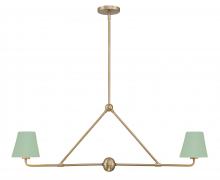  XAV-B9302-VG-GR - Xavier 2 Light Vibrant Gold + Green Chandelier