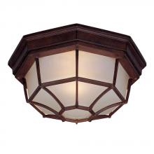  2002BW - Flushmount Collection Ceiling-Mount 2-Light Outdoor Burled Walnut Light Fixture