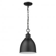  IN11171BK - Colby 1-Light Matte Black Pendant With Gloss White Interior Shade