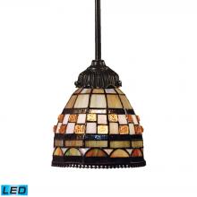  078-TB-10-LED - Mix-N-Match 1-Light Mini Pendant in Tiffany Bronze with Tiffany Style Glass - Includes LED Bulb