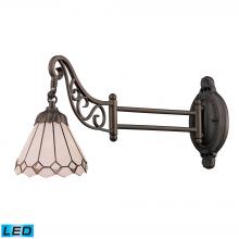 ELK Home Plus 079-TB-04-LED - Mix-N-Match 1-Light Swingarm Wall Lamp in Tiffany Bronze and Tiffany Style Glass - Includes LED Bulb