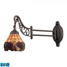 ELK Home Plus 079-TB-07-LED - Mix-N-Match 1-Light Swingarm Wall Lamp in Tiffany Bronze and Tiffany Style Glass - Includes LED Bulb