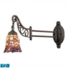 ELK Home Plus 079-TB-17-LED - Mix-N-Match 1-Light Swingarm Wall Lamp in Tiffany Bronze and Tiffany Style Glass - Includes LED Bulb