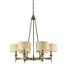  10263/6 - Pembroke 6-Light Chandelier in Antique Brass with Tan Fabric Shades