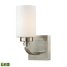 ELK Home Plus 11660/1-LED - Dawson 1-Light Vanity Lamp in Brushed Nickel with White Glass - Includes LED Bulb