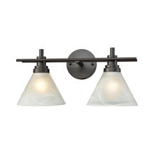  12401/2 - Pemberton 2-Light Vanity Lamp in Oil Rubbed Bronze with White Marbleized Glass