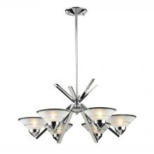  1475/6 - Refraction 6-Light Chandelier in Polished Chrome with Satin Glass