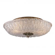  1513/2 - Providence 2-Light Flush Mount in Antique Silver Leaf with Textured Glass