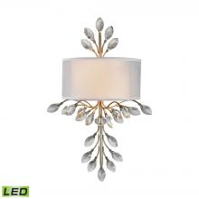 ELK Home Plus 16280/2-LED - Asbury 2-Light Sconce in Aged Silver with Organza and White Fabric Shade - Includes LED Bulbs