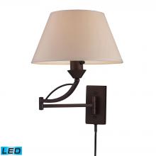ELK Home Plus 17026/1-LED - Elysburg 1-Light Swingarm Wall Lamp in Aged Bronze with Off-white Shade - Includes LED Bulb