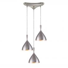  17042/3ALM - Spun Aluminum 3-Light Triangular Pendant Fixture in Aluminum with Matching Shade