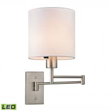 ELK Home Plus 17150/1-LED - Carson 1-Light Swingarm Wall Lamp in Brushed Nickel with White Shade - Includes LED Bulb