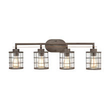  18366/4 - Gilbert 4-Light Vanity Light in Rusted Coffee and Light Wood with Seedy Glass