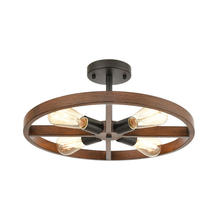  18384/4 - Wheeling 4-Light Semi Flush in Matte Black and Dark Oak