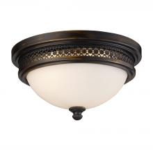  20100/2 - Flushmounts 2-Light Flush Mount in Deep Rust with Opal White Glass