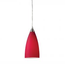  2583/1 - Vesta 1-Light Mini Pendant in Satin Nickel with Cardinal Red Glass