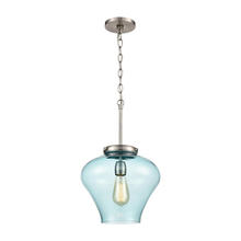  30100/1 - Amore 1-Light Pendant in Satin Nickel with Light Blue Glass