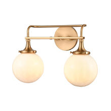  30142/2 - Beverly Hills 2-Light Vanity Light in Satin Brass with White Feathered Glass